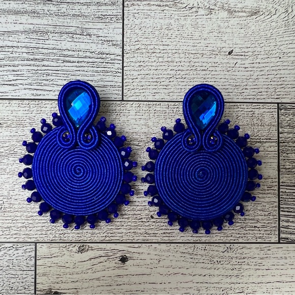 Elegant Royal Blue Stylish Earrings - Statement Glam Earrings - Trendy Earrings - Picture 7 of 8
